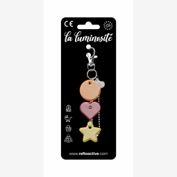 Odblaskowa zawieszka/brelok na torebkę - 3w1 - kółko/serce/gwiazdka z liskiem - pomarańczowe kółko