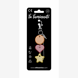 Odblaskowa zawieszka/brelok na torebkę - 3w1 - kółko/serce/gwiazdka ze skrzydełkiem - pomarańczowe kółko