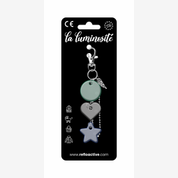 Odblaskowa zawieszka/brelok na torebkę - 3w1 - kółko/serce/gwiazdka ze skrzydełkiem - zielone kółko