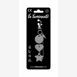 Odblaskowa zawieszka/brelok na torebkę - 3w1 - kółko/serce/gwiazdka ze skrzydełkiem - czarne kółko